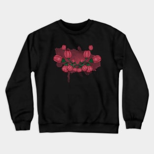 Peonies buds. Goth Flower composition. Watercolor pink stain Crewneck Sweatshirt